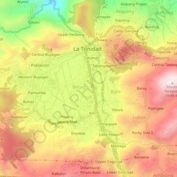 Topografisk karta Zone 1, höjd, relief