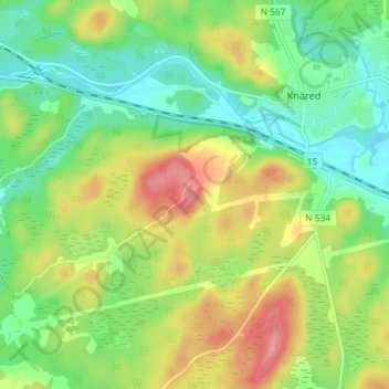 Topografisk karta Västralt, höjd, relief