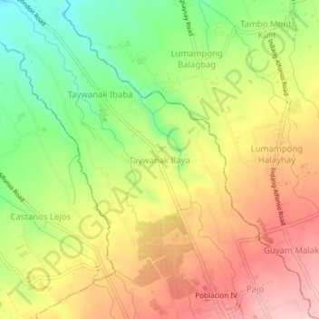 Topografisk karta Taywanak Ilaya, höjd, relief