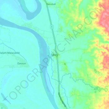 Topografisk karta Iguig, höjd, relief