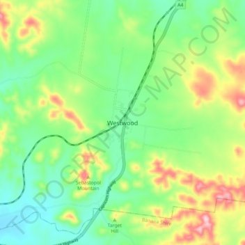 Topografisk karta Westwood, höjd, relief