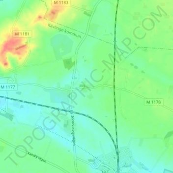 Topografisk karta Södervidinge, höjd, relief