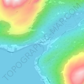 Topografisk karta Laksvatn, höjd, relief