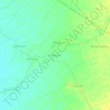 Topografisk karta Baligayan, höjd, relief