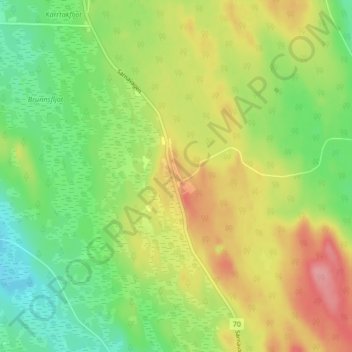 Topografisk karta Bunkris, höjd, relief