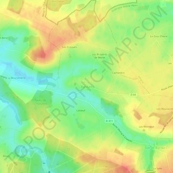 Topografisk karta Bardais, höjd, relief