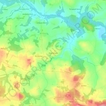 Topografisk karta Restmengui, höjd, relief