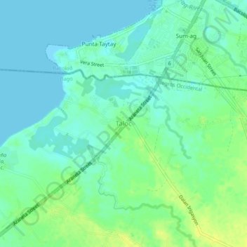 Topografisk karta Taloc, höjd, relief