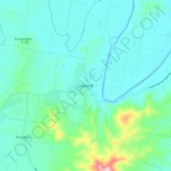 Topografisk karta Lowood, höjd, relief