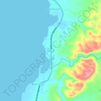 Topografisk karta Tacup, höjd, relief