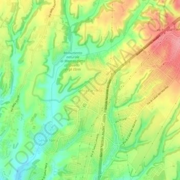 Topografisk karta Selva Candida, höjd, relief