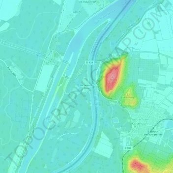 Topografisk karta Hameau du Rhin, höjd, relief