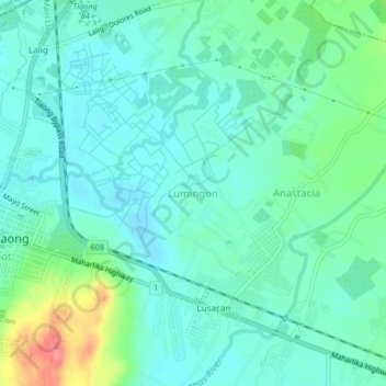 Topografisk karta Lumingon, höjd, relief