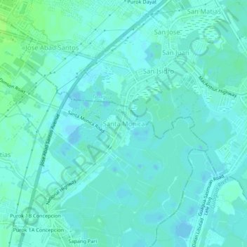 Topografisk karta Santa Monica, höjd, relief