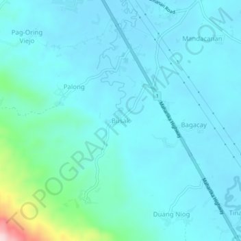 Topografisk karta Busak, höjd, relief
