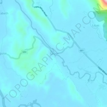 Topografisk karta Salog, höjd, relief