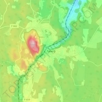 Topografisk karta Taberg, höjd, relief