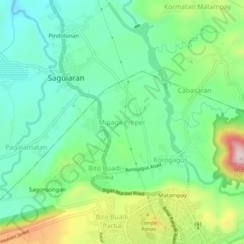 Topografisk karta Mipaga Proper, höjd, relief