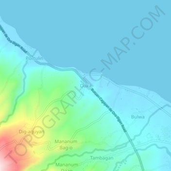 Topografisk karta Duka, höjd, relief
