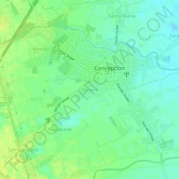 Topografisk karta Minane, höjd, relief