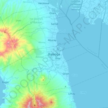 Topografisk karta Balanga, höjd, relief