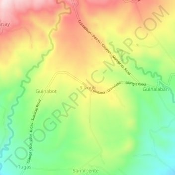 Topografisk karta Silangit, höjd, relief