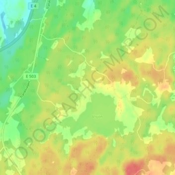 Topografisk karta Visjö, höjd, relief