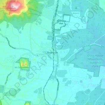 Topografisk karta Beerwah, höjd, relief