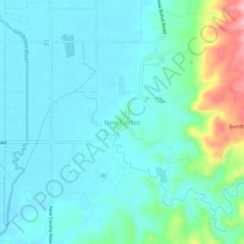 Topografisk karta New Cortez, höjd, relief