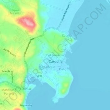 Topografisk karta Del Remedio, höjd, relief