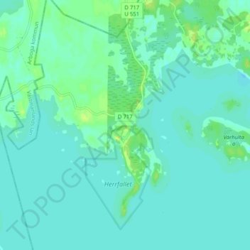 Topografisk karta Herrfallet, höjd, relief
