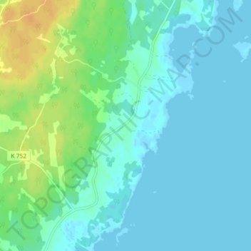 Topografisk karta Svanhalla, höjd, relief