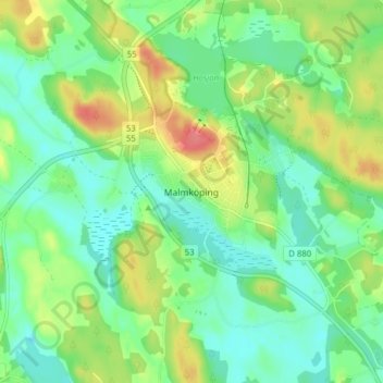 Topografisk karta Malmköping, höjd, relief