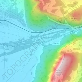 Topografisk karta information;Ganda, höjd, relief