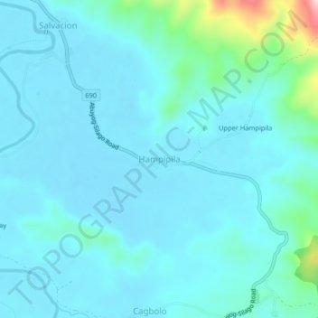Topografisk karta Hampipila, höjd, relief