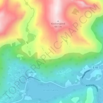 Topografisk karta Lofoten, höjd, relief