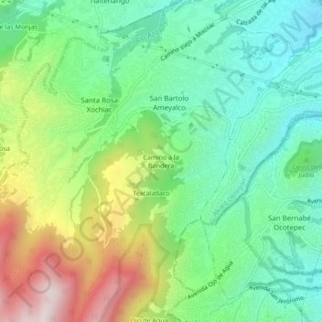 Topografisk karta Camino a la Bandera, höjd, relief