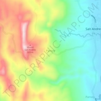 Topografisk karta Pansoy, höjd, relief