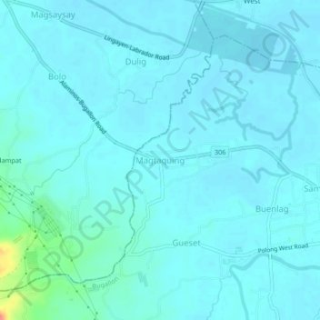 Topografisk karta Magtaquing, höjd, relief