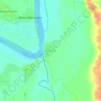 Topografisk karta Minanga, höjd, relief