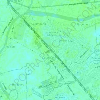 Topografisk karta Santo Niño, höjd, relief