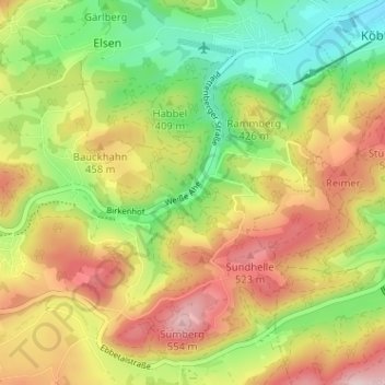 Topografisk karta Weiße Ahe, höjd, relief