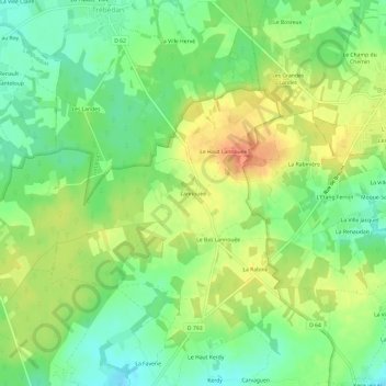 Topografisk karta Lannouée, höjd, relief