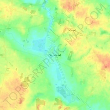 Topografisk karta Sandvad, höjd, relief