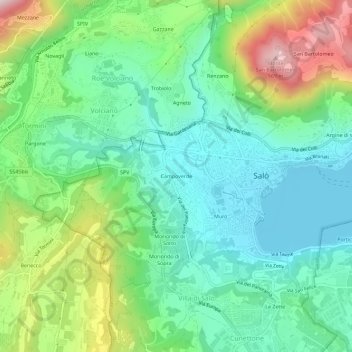 Topografisk karta Campoverde, höjd, relief