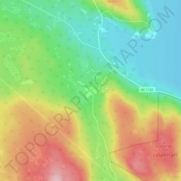 Topografisk karta Ensamheten, höjd, relief