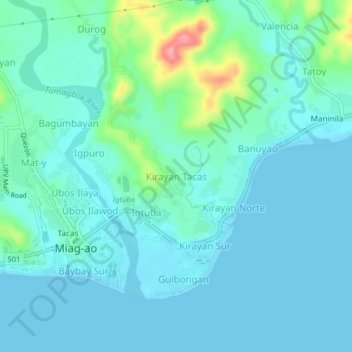 Topografisk karta Kirayan Tacas, höjd, relief