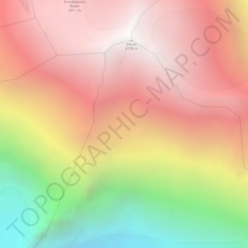 Topografisk karta Alaska Range, höjd, relief