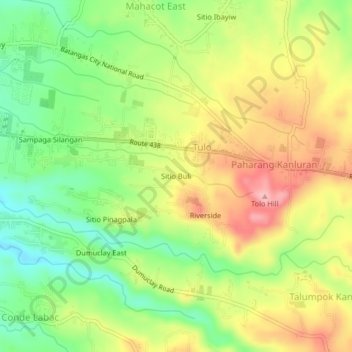 Topografisk karta Sitio Buli, höjd, relief
