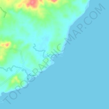 Topografisk karta Calumpang, höjd, relief